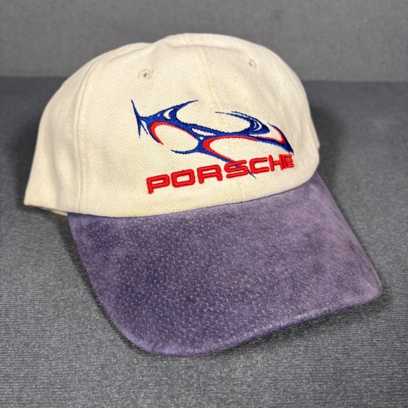 Porsche Design Other - Vintage Porsche Motorsport Beige, Suede Purple Brim Embroidered Adjustable Cap